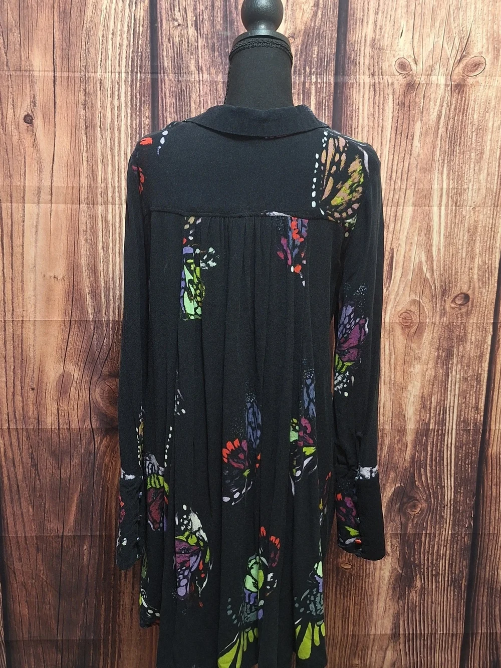 Free People Black Floral Butterfly Print Blouse Size Small!